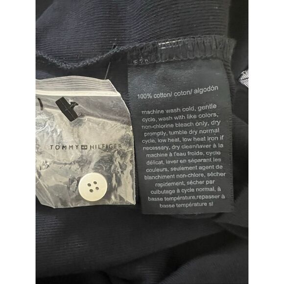 Tommy Hilfiger Women Navy Blue Polo Collar T-Shirt Size L Long Sleeve Badge Logo - Picture 9 of 12